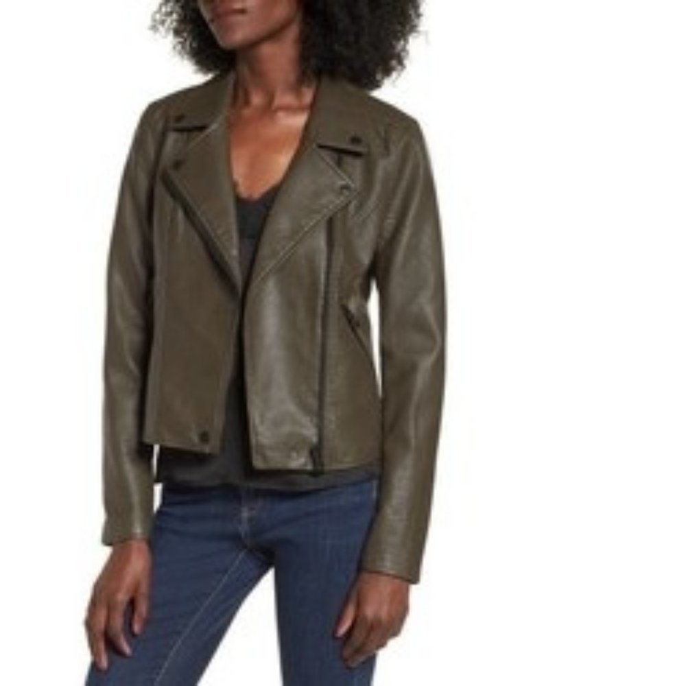 BLANK NYC Semi Fitted Vegan Leather Rustic Motorcycle Jacket